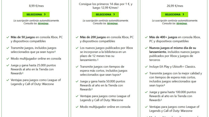 Nueva subida de Game Pass