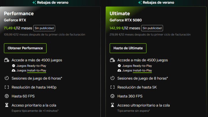 Ofertas de verano de GeforceNow