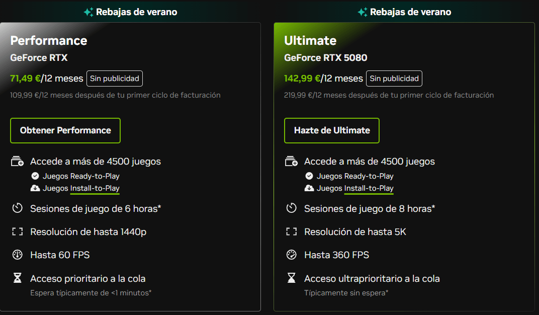 Ofertas de verano de GeforceNow